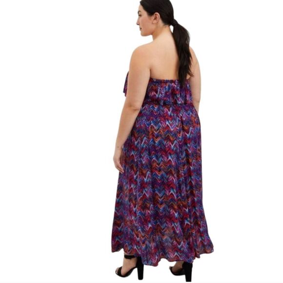 New! Maxi Challis Smocked  Ruffle Strapless Off Shoulder Flowy Dress, 4(4X/26) - Picture 2 of 7